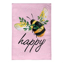 Be Happy Pink Burlap Garden Flag - The Flag Lady