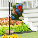Cardinal Couple Among Hydrangeas Suede Garden Flag - The Flag Lady