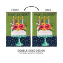 Floral Happy Birthday Cake Burlap Garden Flag - The Flag Lady