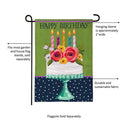 Floral Happy Birthday Cake Burlap Garden Flag - The Flag Lady