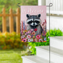 Floral Raccoon Suede Garden Flag - The Flag Lady