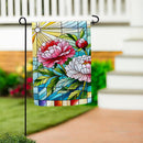 Floral Stained Glass Suede Garden Flag - The Flag Lady