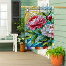 Floral Stained Glass Suede House Flag - The Flag Lady