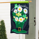 Happy St. Patrick's Day Floral Hat Applique House Flag - The Flag Lady