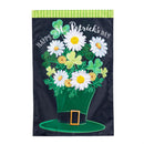 Happy St. Patrick's Day Floral Hat Applique House Flag - The Flag Lady