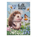 Hedgehog & Daisies Burlap Garden Flag - The Flag Lady