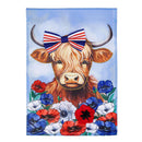 Patriotic Highland Cow Applique Garden Flag - The Flag Lady