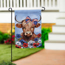 Patriotic Highland Cow Applique Garden Flag - The Flag Lady