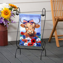 Patriotic Highland Cow Applique Garden Flag - The Flag Lady