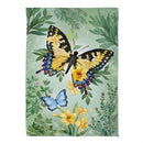 Pollinator Garden Green & Yellow Florals Monarch Butterfly Suede Garden Flag - The Flag Lady