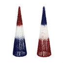 Red, White, & Bloom Glitter Conical Shaped Metal Table Décor, Asst, 19"H - The Flag Lady