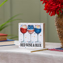 Red White & Bloom Sign Wood Block, Red Wine & Blue, 6"x6" - The Flag Lady