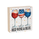Red White & Bloom Sign Wood Block, Red Wine & Blue, 6"x6" - The Flag Lady
