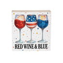 Red White & Bloom Sign Wood Block, Red Wine & Blue, 6"x6" - The Flag Lady