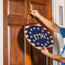 Red White & Bloom Wood Round Door Décor, 1776, 18" - The Flag Lady