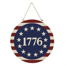 Red White & Bloom Wood Round Door Décor, 1776, 18" - The Flag Lady