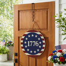Red White & Bloom Wood Round Door Décor, 1776, 18" - The Flag Lady