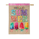 Summer Popsicle Burlap House Flag - The Flag Lady