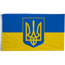 Ukraine Flag with Trident Coat of Arms - The Flag Lady