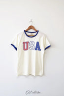 USA with Pattern Graphic T-Shirt - The Flag Lady