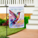 Watercolor Hummingbird Suede Garden Flag - The Flag Lady